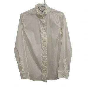 Vineyard Vines Women 6 Cotton Blend Colonial Ruffle Button Blouse Preppy Classic